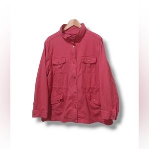 Talbots Plus Zip Up Drawstring Waist Snap Button Pocket Light Red Wmns 2X Jacket